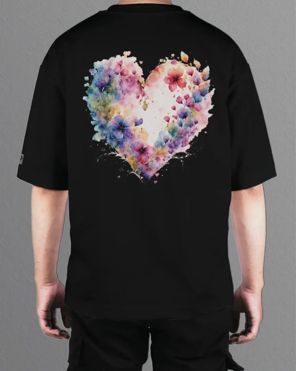 TL0458BIG Tshirt Oversize Black4 Męska koszulka Gruba Premium <br>Heart in Bloom