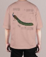Męska koszulka oversize <br>Elegancki wzór Pawia