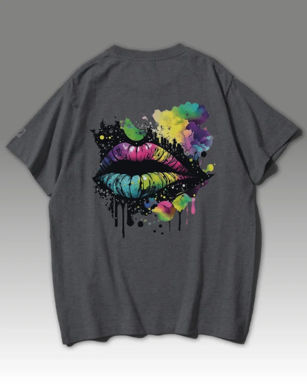 TL0469BIG Tshirt Oversize Graphite&grey2 Męska koszulka Gruba Premium <br>Kolorowy Motyw Ust