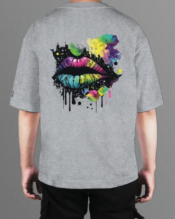 TL0469BIG Tshirt Oversize Graphite&grey25 Męska koszulka Gruba Premium <br>Kolorowy Motyw Ust