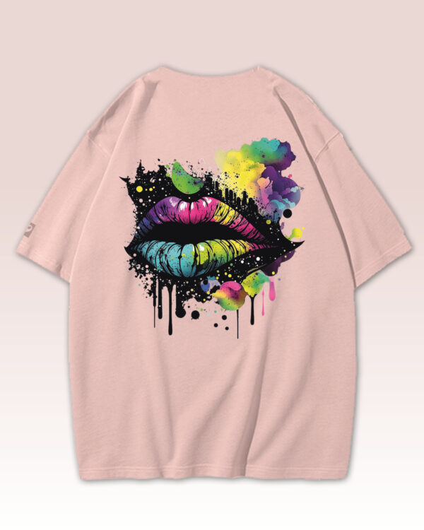 TL0469BIG Tshirt Oversize Pink2 Męska koszulka Gruba Premium <br>Kolorowy Motyw Ust