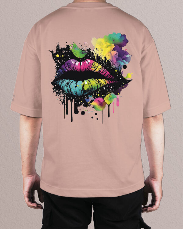 TL0469BIG Tshirt Oversize Pink22 Męska koszulka Gruba Premium <br>Kolorowy Motyw Ust