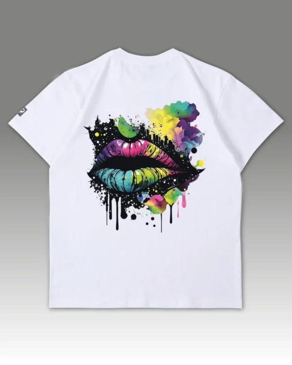 TL0469BIG Tshirt Oversize White2 Męska koszulka oversize Kolorowy Motyw Ust