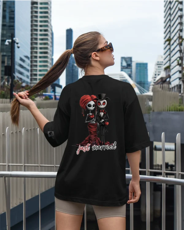 TL0470BIG Tshirt Oversize Black6 Damska koszulka Gruba Premium <br>Just Married