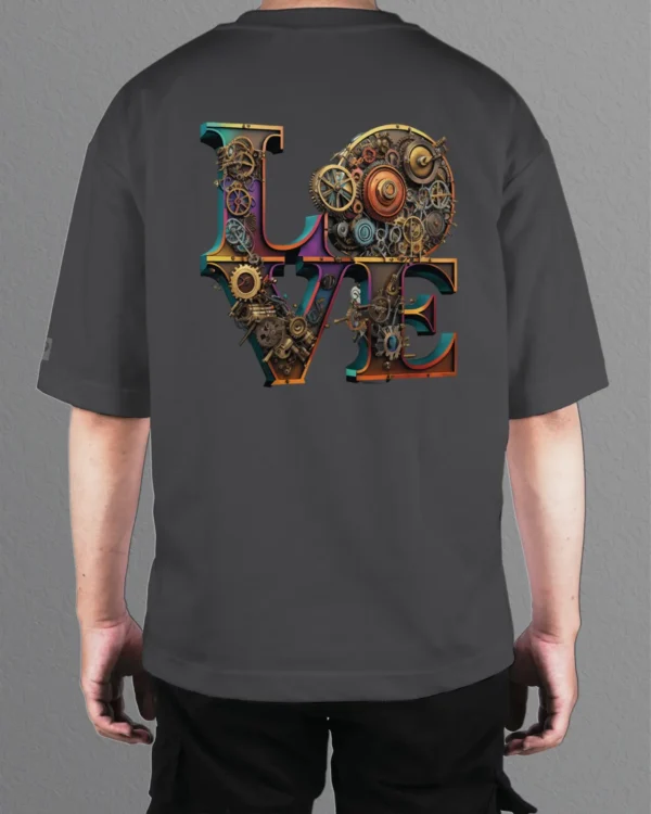 TL0471BIG Tshirt Oversize Graphite&grey22 Męska koszulka Gruba Premium <br>Steampunk LOVE