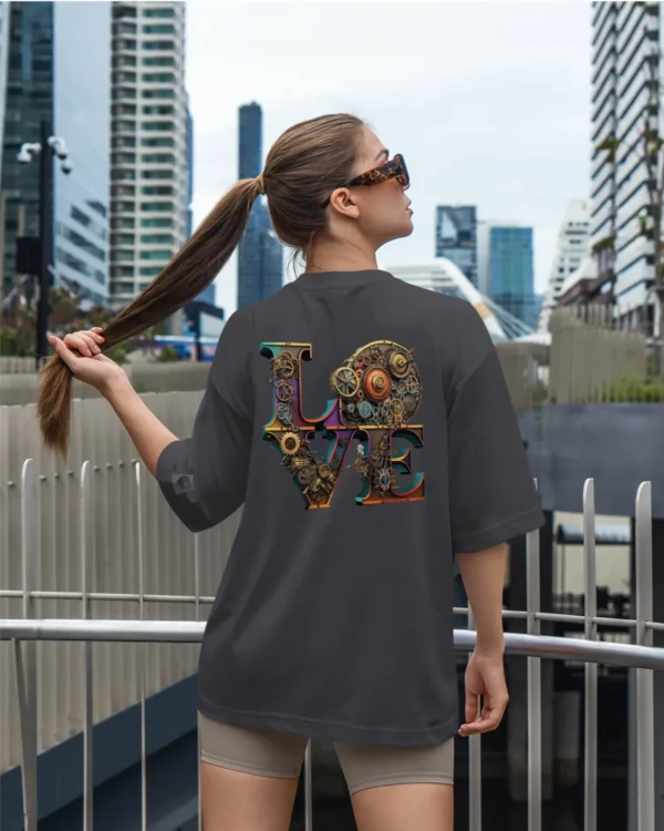 TL0471BIG Tshirt Oversize Graphite&grey23 Damska koszulka Gruba Premium <br>Steampunk LOVE