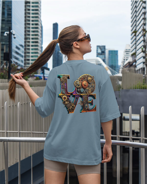 TL0471BIG Tshirt Oversize Peackock Blue23 Damska koszulka Gruba Premium <br>Steampunk LOVE
