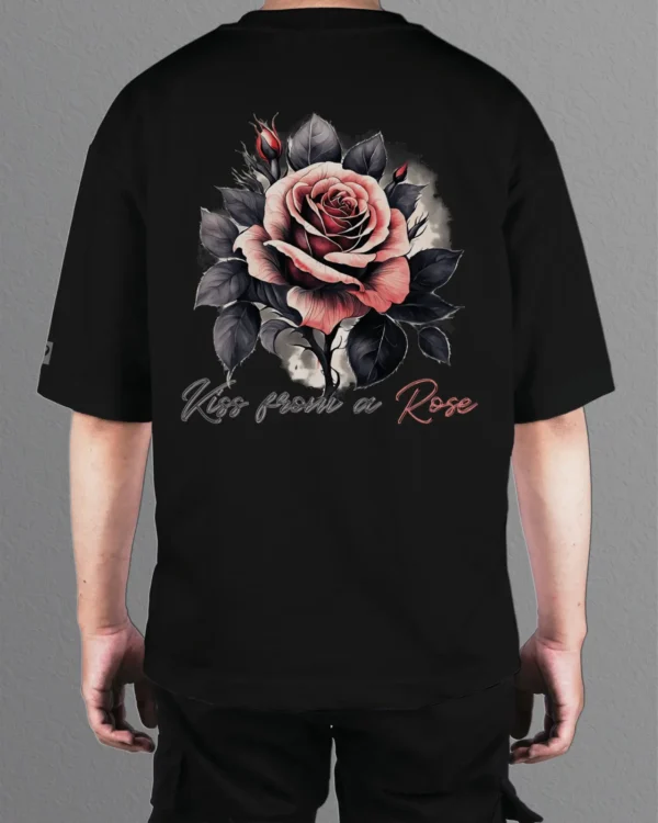 TL0472BIG Tshirt Oversize Black4 Męska koszulka Gruba Premium <br>Kiss from a Rose
