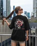 TL0472BIG Tshirt Oversize Black6 Damska koszulka Gruba Premium <br>Kiss from a Rose