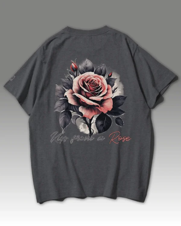 TL0472BIG Tshirt Oversize Graphite&grey2 Damska koszulka Gruba Premium <br>Kiss from a Rose