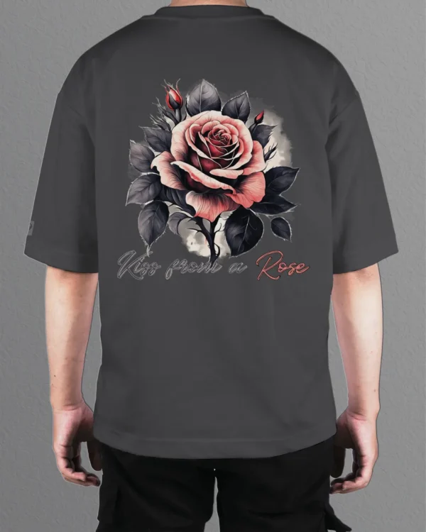 TL0472BIG Tshirt Oversize Graphite&grey22 Męska koszulka Gruba Premium <br>Kiss from a Rose