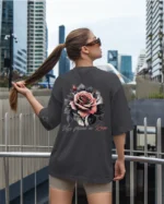 TL0472BIG Tshirt Oversize Graphite&grey23 Damska koszulka Gruba Premium <br>Kiss from a Rose