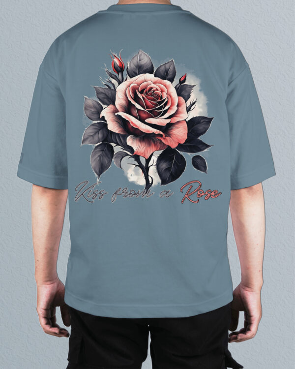 TL0472BIG Tshirt Oversize Peackock Blue22 Męska koszulka Gruba Premium <br>Kiss from a Rose