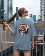 TL0472BIG Tshirt Oversize Peackock Blue23 Damska koszulka Gruba Premium <br>Kiss from a Rose