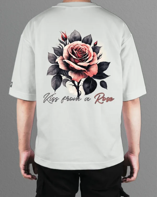TL0472BIG Tshirt Oversize White22 Męska koszulka Gruba Premium <br>Kiss from a Rose