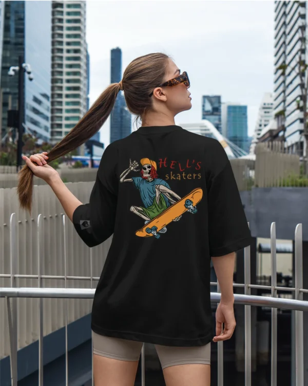 TL0473BIG Tshirt Oversize Black6 Damska koszulka Gruba Premium <br>Hell’s Skaters