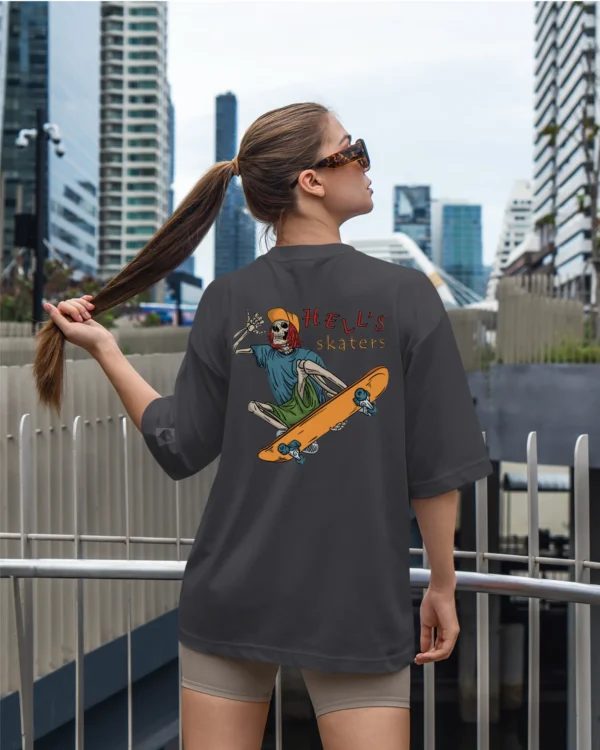 TL0473BIG Tshirt Oversize Graphite&grey23 Damska koszulka Gruba Premium <br>Hell’s Skaters