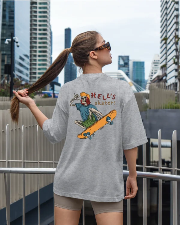 TL0473BIG Tshirt Oversize Graphite&grey26 Damska koszulka Gruba Premium <br>Hell’s Skaters