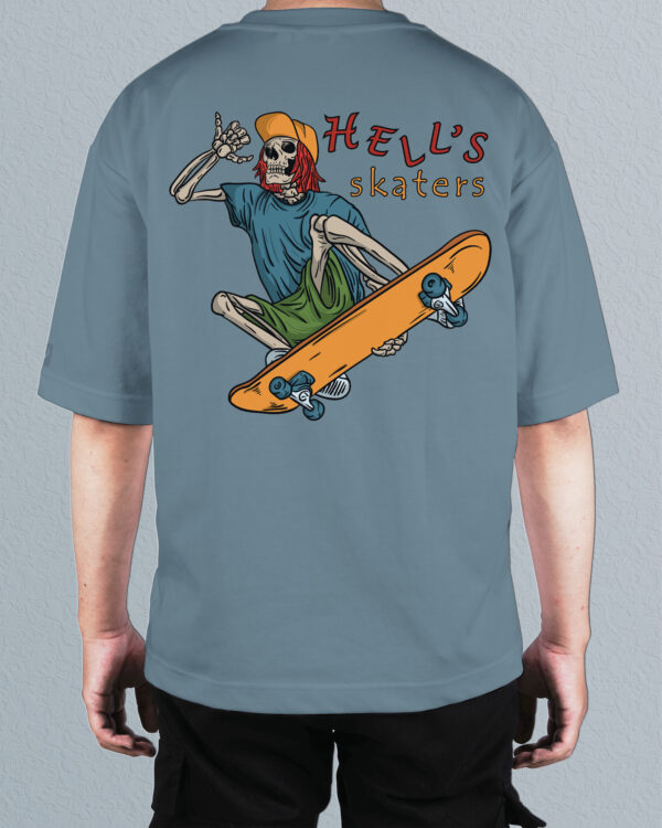 TL0473BIG Tshirt Oversize Peackock Blue22 Męska koszulka Gruba Premium <br>Hell’s Skaters