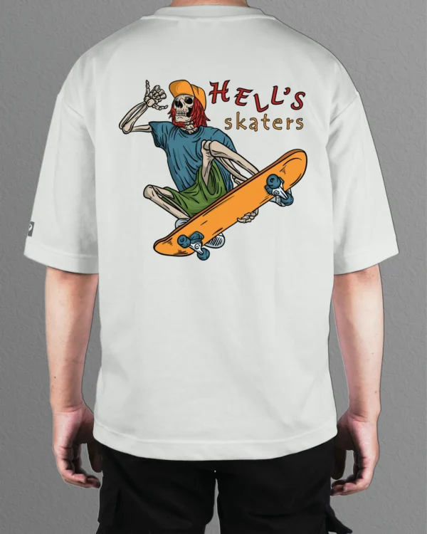 TL0473BIG Tshirt Oversize White22 Męska koszulka Gruba Premium <br>Hell’s Skaters