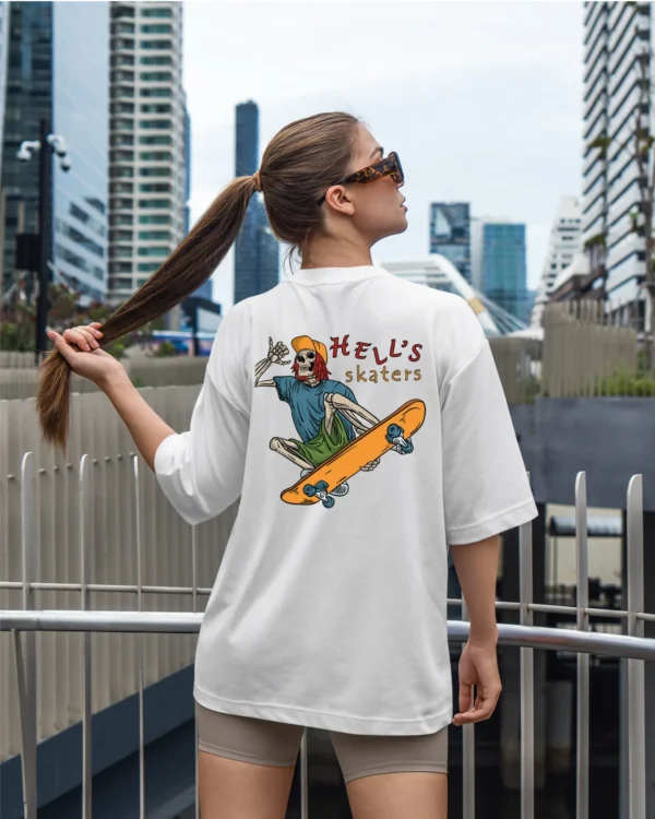 TL0473BIG Tshirt Oversize White23 Damska koszulka Gruba Premium <br>Hell’s Skaters