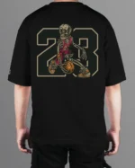 TL0474BIG Tshirt Oversize Black4 Męska koszulka Gruba Premium <br>Szkielet Koszykarz 23