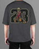 TL0474BIG Tshirt Oversize Graphite&grey22 Męska koszulka Gruba Premium <br>Szkielet Koszykarz 23