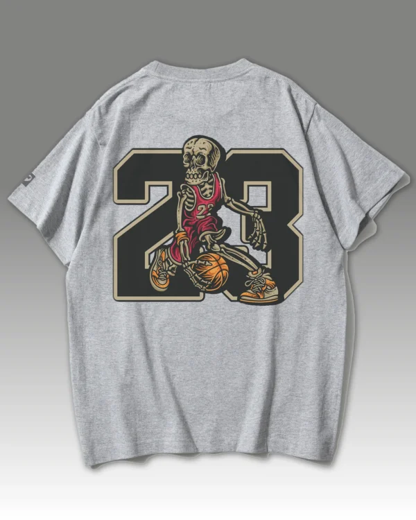 TL0474BIG Tshirt Oversize Graphite&grey24 Damska koszulka Gruba Premium <br>Szkielet Koszykarz 23