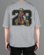 TL0474BIG Tshirt Oversize Graphite&grey25 Męska koszulka Gruba Premium <br>Szkielet Koszykarz 23