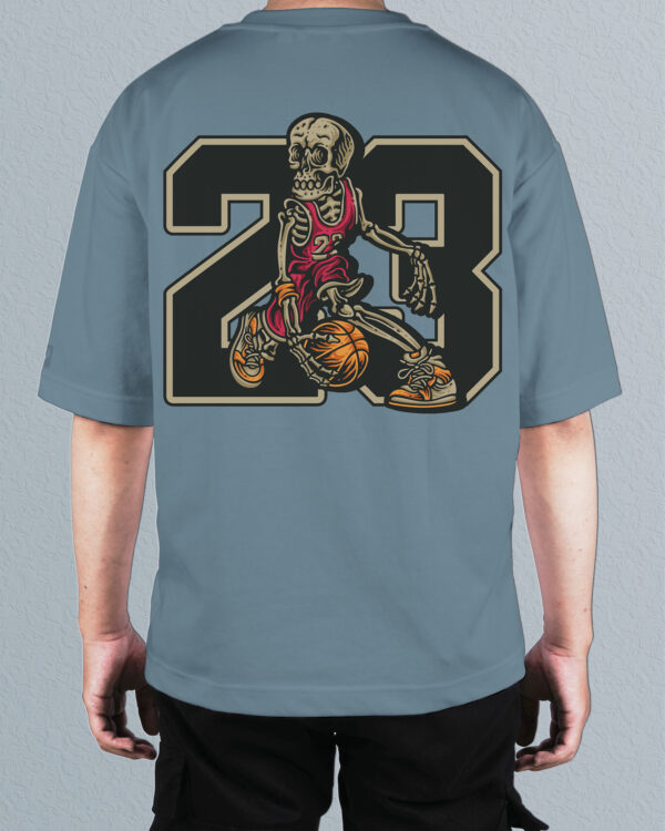 TL0474BIG Tshirt Oversize Peackock Blue22 Męska koszulka Gruba Premium <br>Szkielet Koszykarz 23