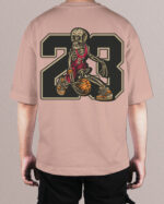 TL0474BIG Tshirt Oversize Pink22 Męska koszulka Gruba Premium <br>Szkielet Koszykarz 23