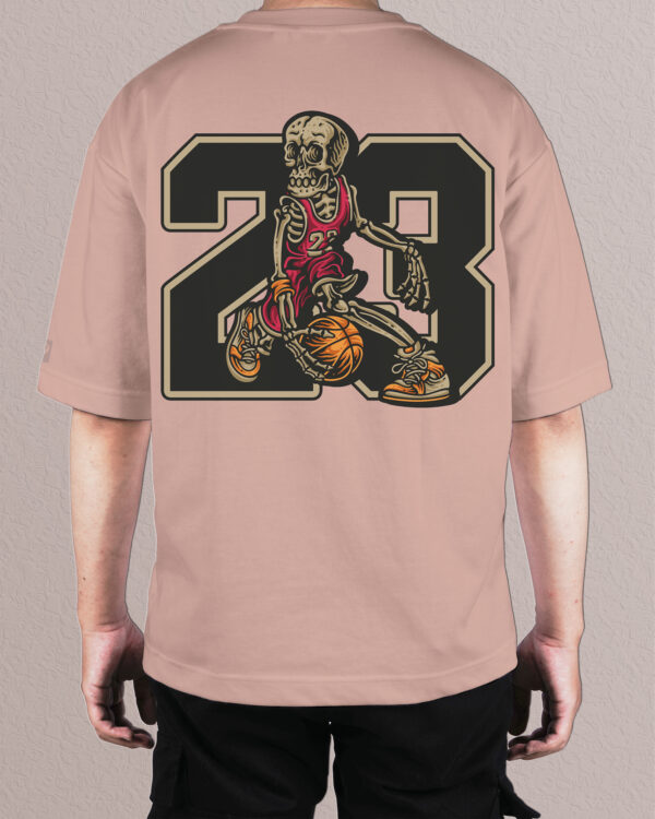 TL0474BIG Tshirt Oversize Pink22 Męska koszulka Gruba Premium <br>Szkielet Koszykarz 23