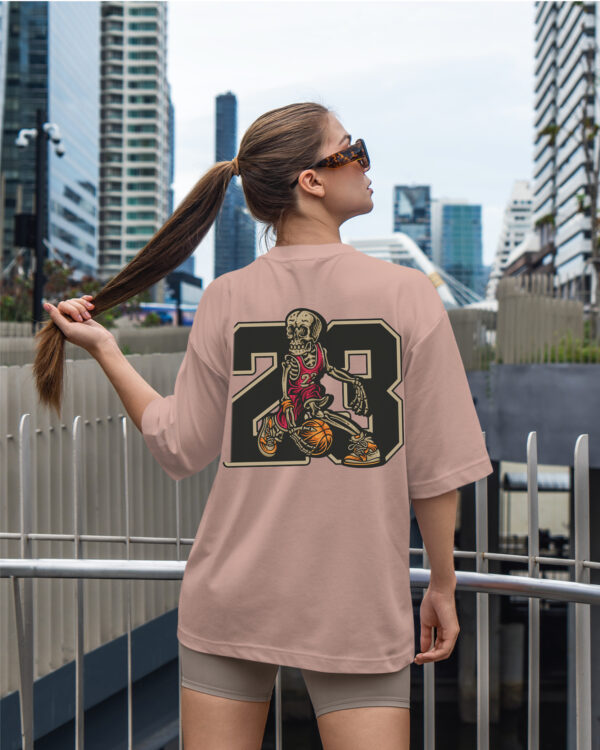 TL0474BIG Tshirt Oversize Pink23 Damska koszulka Gruba Premium <br>Szkielet Koszykarz 23