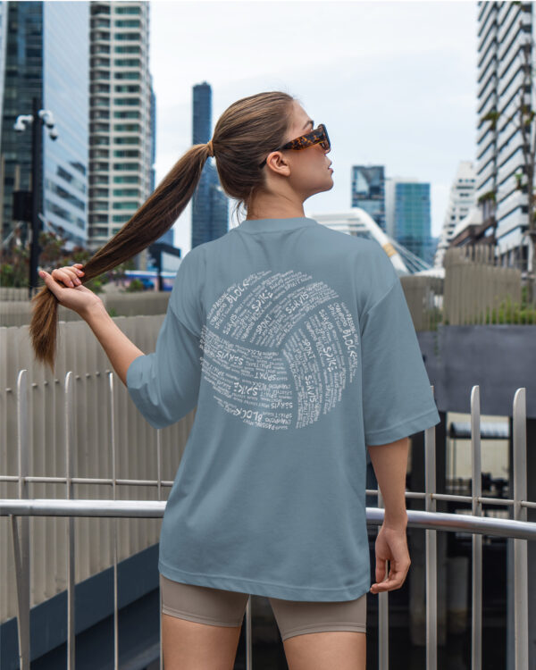 TL0494BIG Tshirt Oversize Peackock Blue23 Damska koszulka Gruba Premium <br>Siatkówka - Volleyball