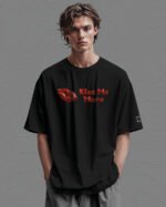Koszulka oversize <br>Kiss me More - nadruk holograficzny poziomy