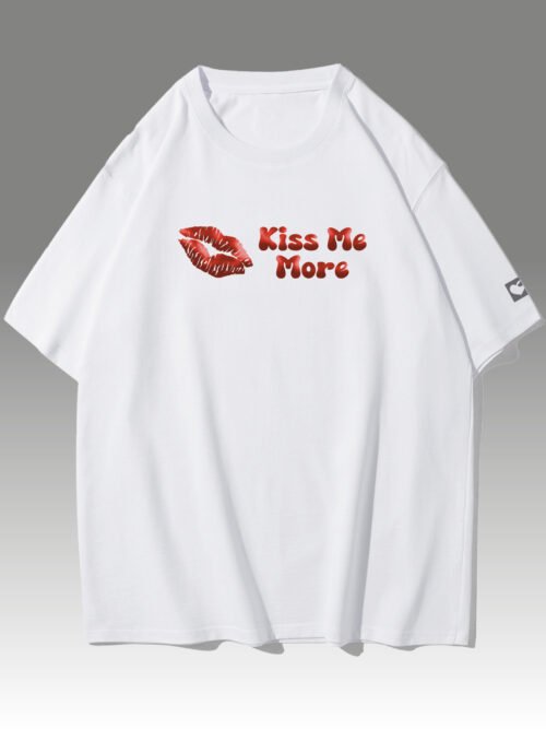 Koszulka oversize Kiss me More - nadruk holograficzny