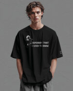 PLO 037 GRAPHITE GLI Tshirt Oversize Black2 Koszulka Gruba Premium <br>Nadruk brokatowy Vintage Pop