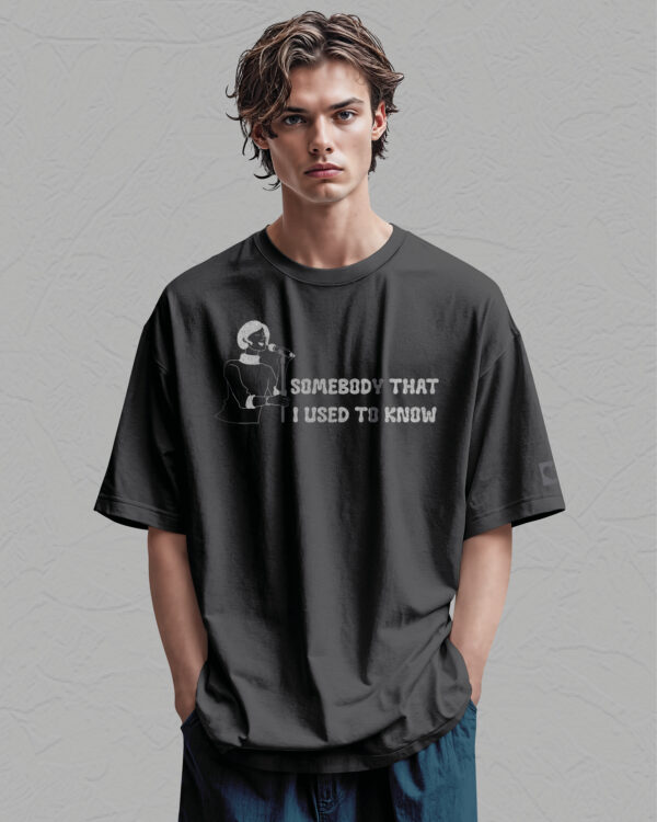 PLO 037 GRAPHITE GLI Tshirt Oversize Graphite2 Koszulka Gruba Premium <br>Nadruk brokatowy Vintage Pop
