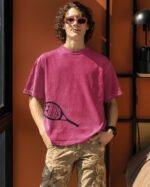 Koszulka oversize efekt sprania <br>Nadruk silikonowy Tenis