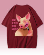 TL0449BIG Tshirt Oversize Wine Red2 Męska koszulka oversize Don't be a Pig