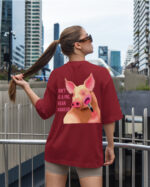 TL0449BIG Tshirt Oversize Wine Red23 Damska koszulka Gruba Premium <br>Don't be a Pig