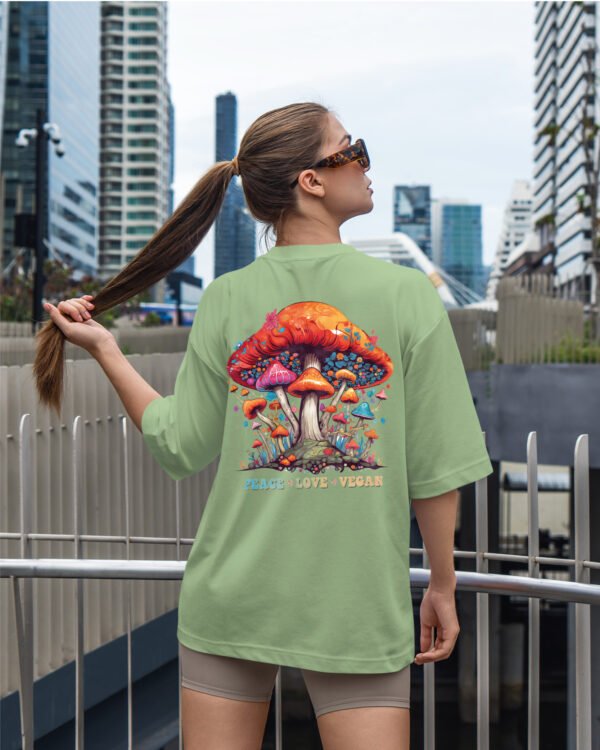 Damska koszulka oversize <br>Peace Love Vegan
