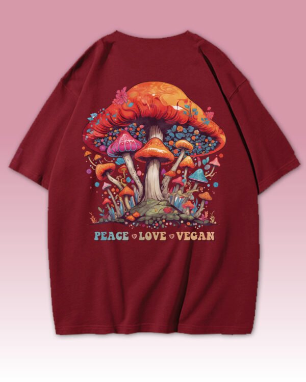 Damska koszulka oversize <br>Peace Love Vegan