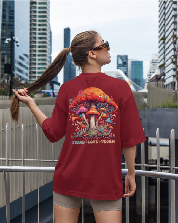 Damska koszulka oversize <br>Peace Love Vegan