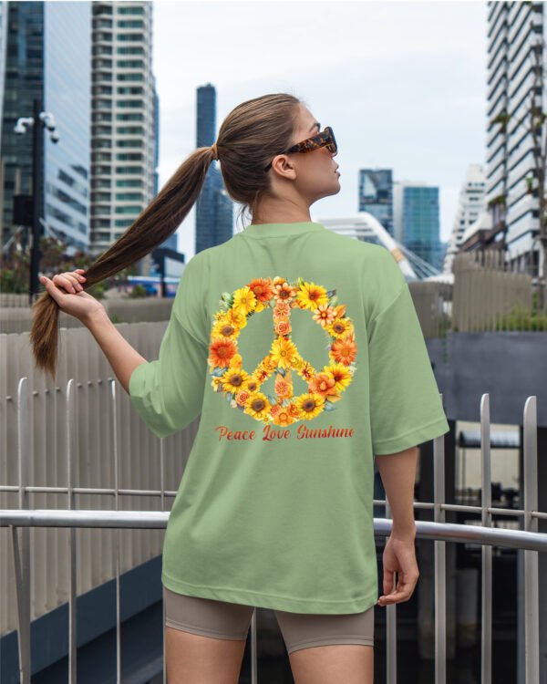 Damska koszulka oversize <br>Peace Love Sunshine