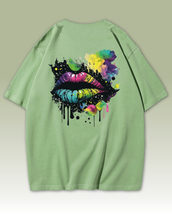 TL0469BIG Tshirt Oversize Matcha2 Męska koszulka Gruba Premium <br>Kolorowy Motyw Ust