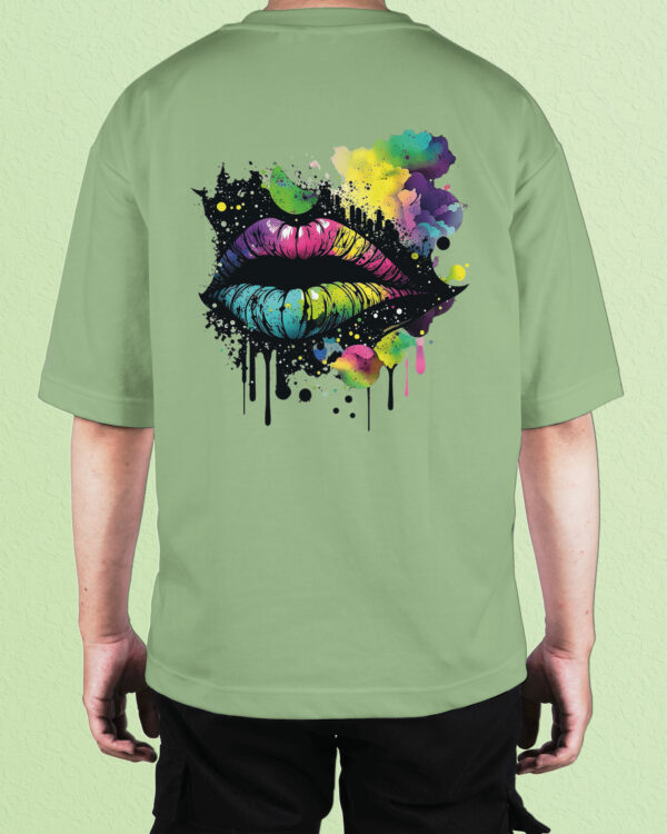 TL0469BIG Tshirt Oversize Matcha22 Męska koszulka Gruba Premium <br>Kolorowy Motyw Ust