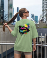 TL0469BIG Tshirt Oversize Matcha23 Damska koszulka Gruba Premium <br>Kolorowy Motyw Ust