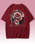 TL0472BIG Tshirt Oversize Wine Red2 Damska koszulka Gruba Premium <br>Kiss from a Rose