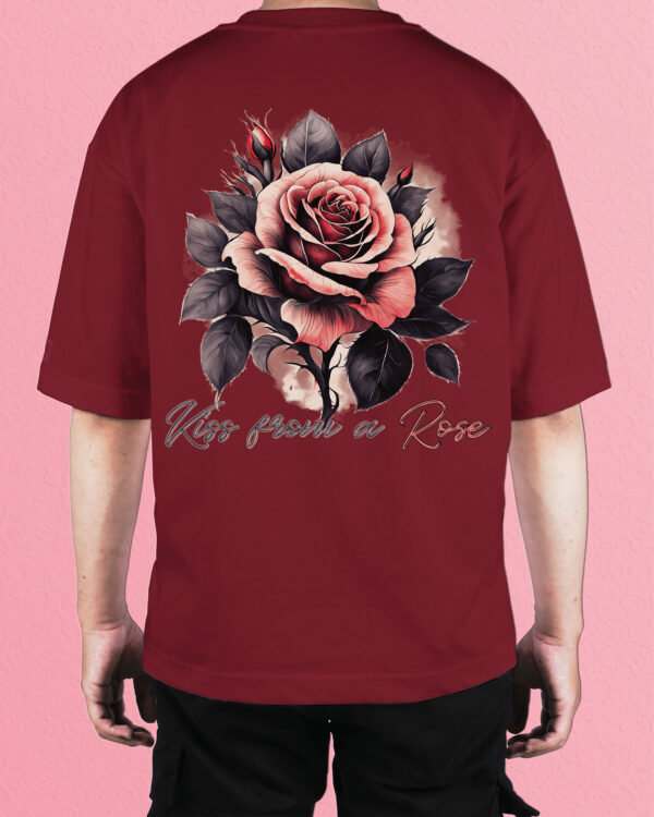 TL0472BIG Tshirt Oversize Wine Red22 Męska koszulka Gruba Premium <br>Kiss from a Rose